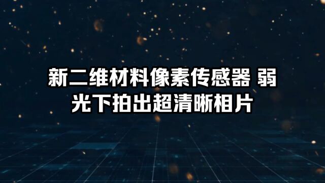 新二维材料像素传感器弱光下拍出超清晰相片