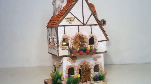 用纸板制作童话小屋,手工制作,创意手工