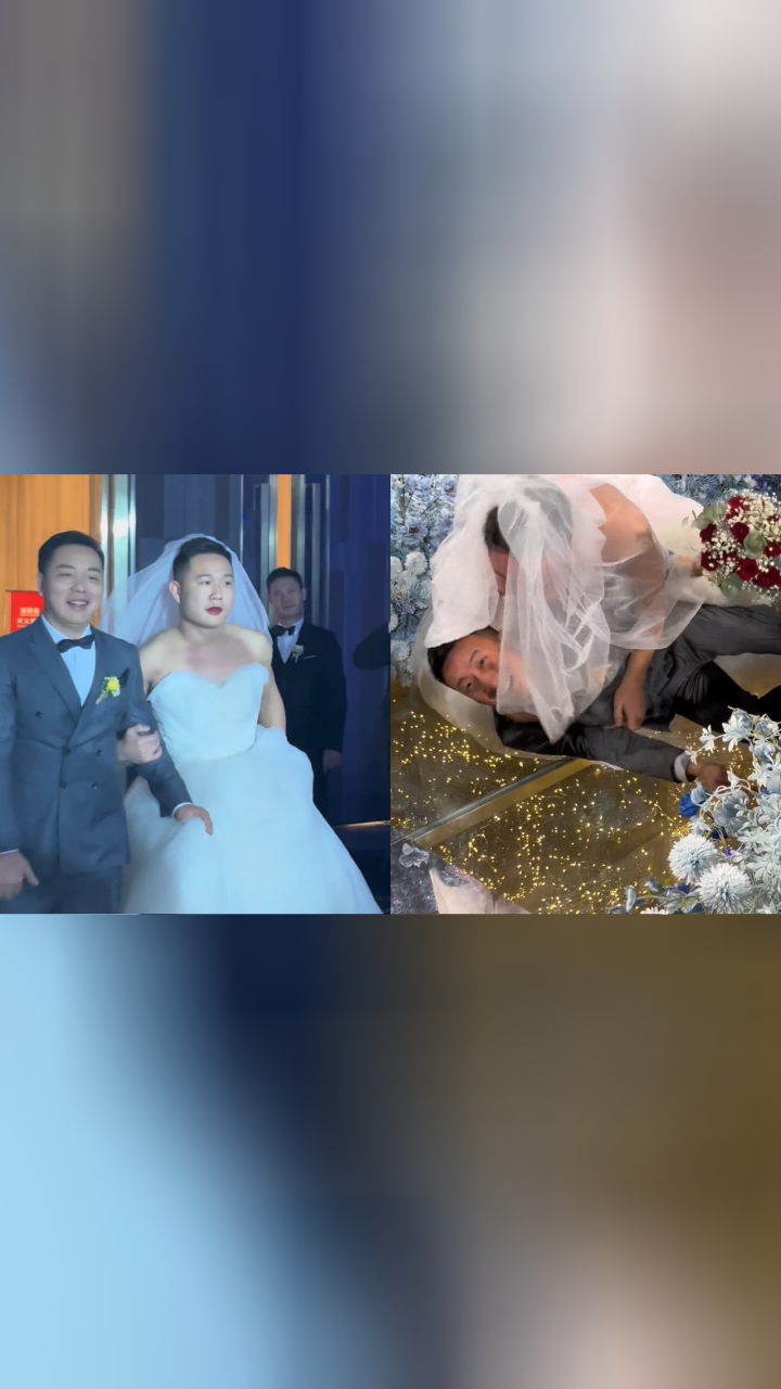 男子穿婚纱扮新娘上台拥吻新郎:好友:新娘策划的,新郎吓了一跳