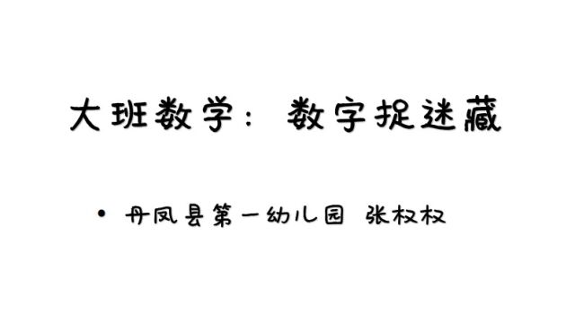 大班数学《数字捉迷藏》