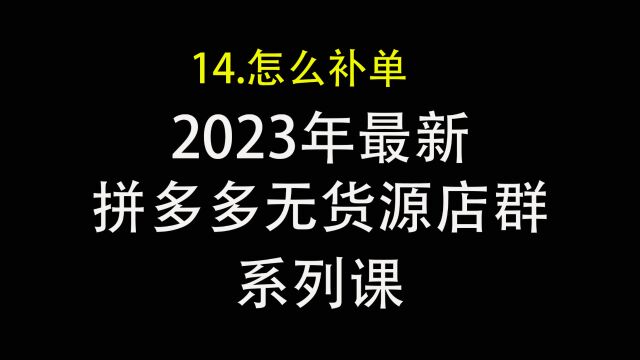 14.拼多多无货源店群怎么补单