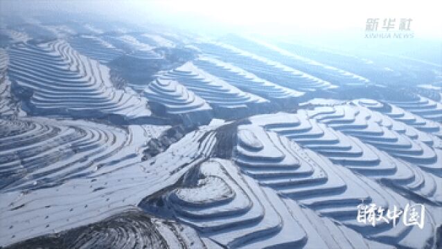 瞰中国|宁夏彭阳:瑞雪染白“大地指纹”