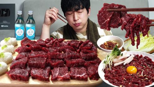 韩国富二代生吃牛肉，太香了，为啥中国没有这种品质的牛肉？