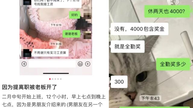 女子提离职男友被一并开除仅按实习工资结算,男友:均未签劳动合同,已申请仲裁