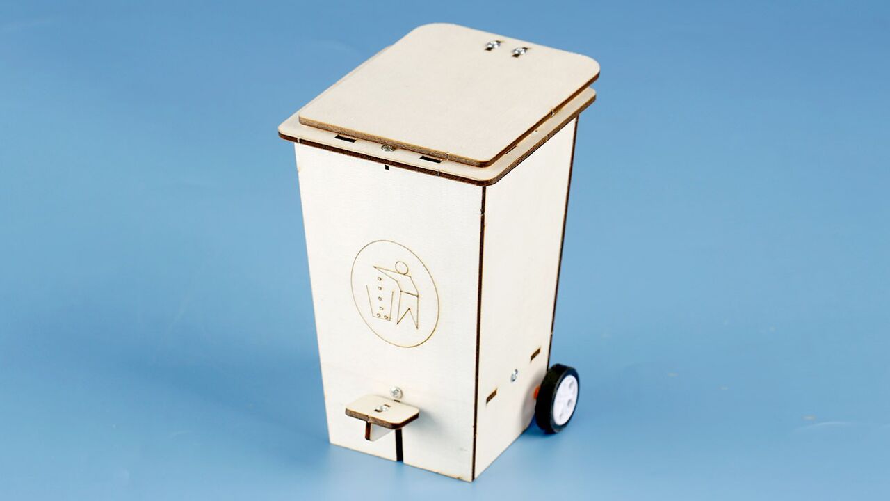 小霍金科学实验 自制翻盖垃圾桶 手工材料