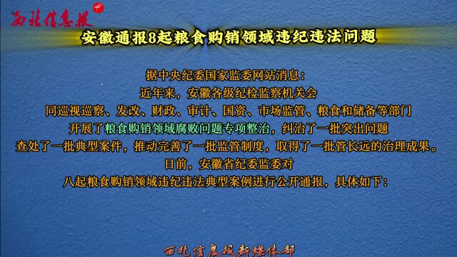 安徽通报8起粮食购销领域违纪违法问题