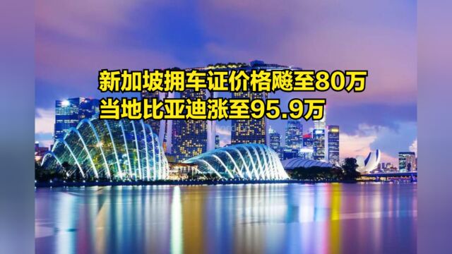 证比车还贵!新加坡拥车证价格飚至80万,当地比亚迪涨至95.9万