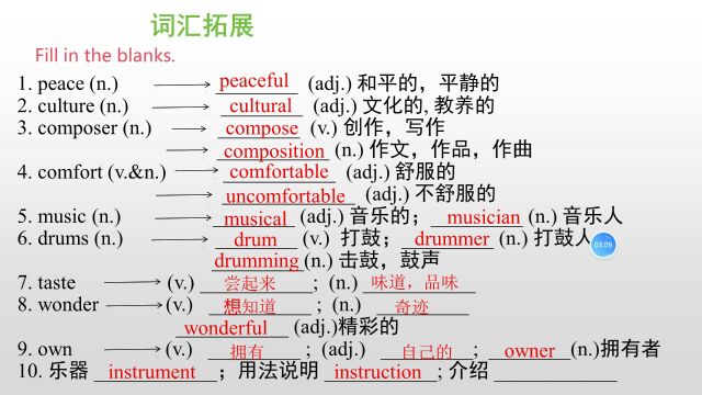 词汇拓展,通过填空学习,事半功倍啊