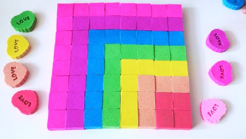 魔力沙制作小方块拼图趣味学习颜色和数字