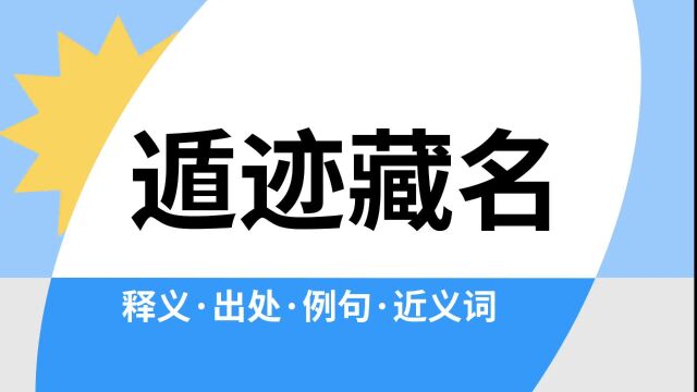 “遁迹藏名”是什么意思?