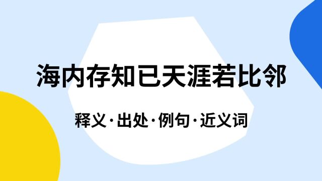 “海内存知已天涯若比邻”是什么意思?