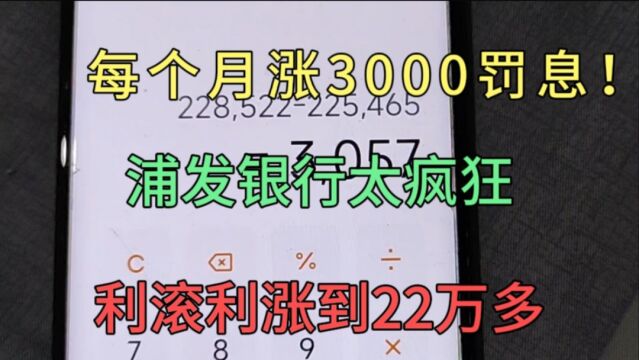 每个月涨3千罚息,还不了利滚利继续涨,用浦发银行11万涨到22万