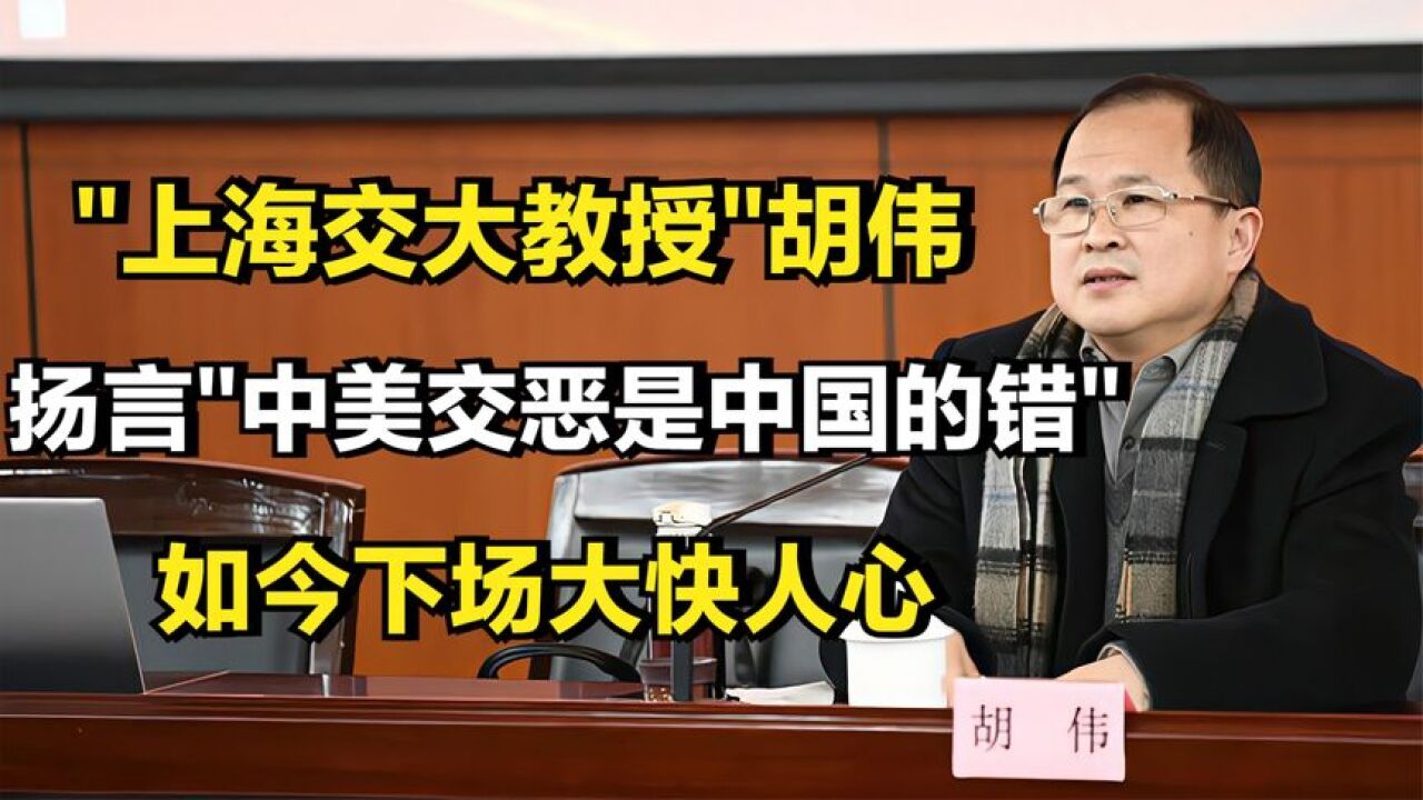 上海交大教授胡伟:中美交恶是中国的错,如今下场大快人心!