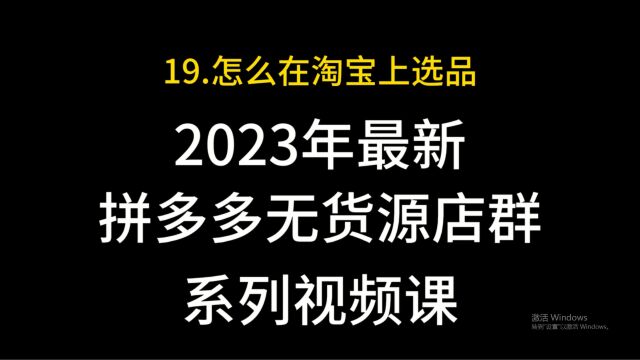 19.拼多多店群怎么在淘宝上选品