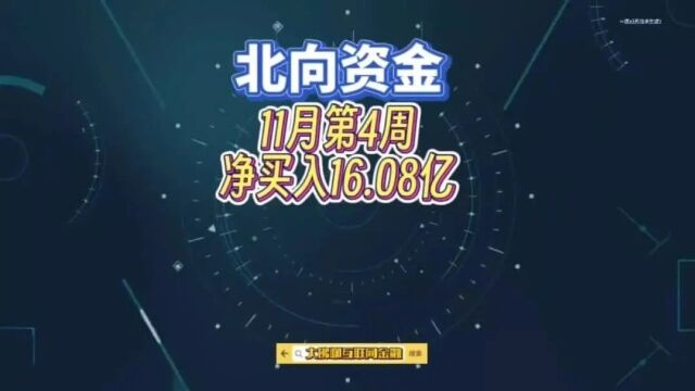 北向资金周报:11月第4周净买入16.08亿