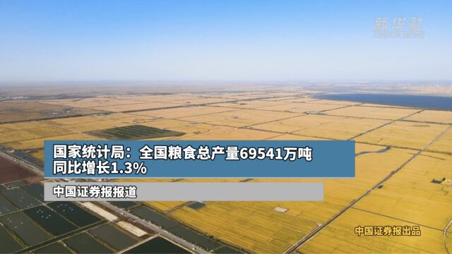 国家统计局:全国粮食总产量69541万吨 同比增长1.3%