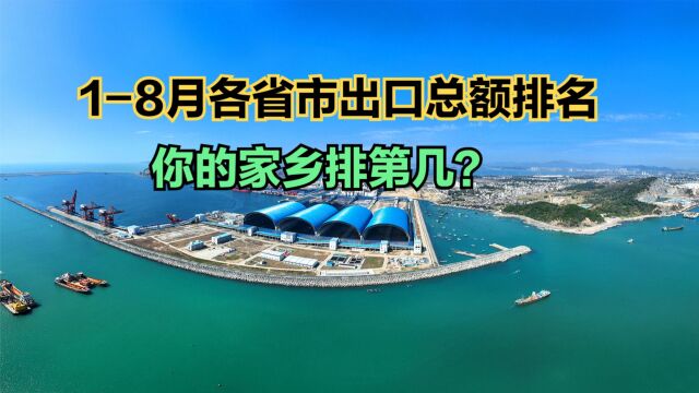 2023年18月各省市出口总额排名!五省份破万亿,河南刚进前十