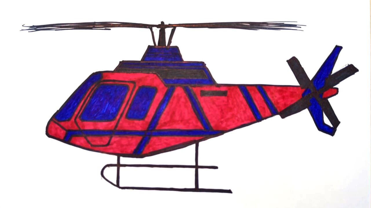 签字笔绘画,怎样绘画军用直升机