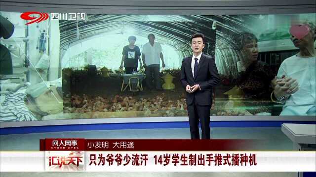 小发明 大用途 只为爷爷少流汗 14岁学生制出手推式播种机