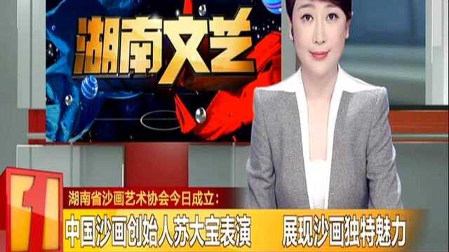 湖南省沙画艺术协会今日成立:中国沙画创始人苏大宝表演 展现沙画独特魅力