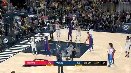 《NBA全场回放》【原声回放】活塞vs步行者第3节 肯纳德后撤步三分一箭穿心