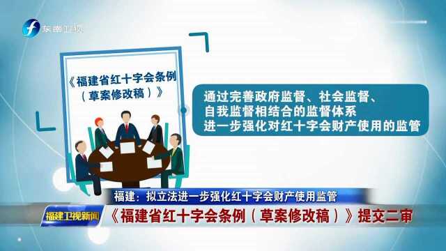 福建:拟立法进一步强化红十字会财产使用监管 《福建省红十字会条例(草案修改稿)》提交二审