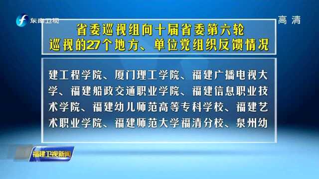 省委巡视组向十届省委第六轮巡视的27个地方、单位党组织反馈情况