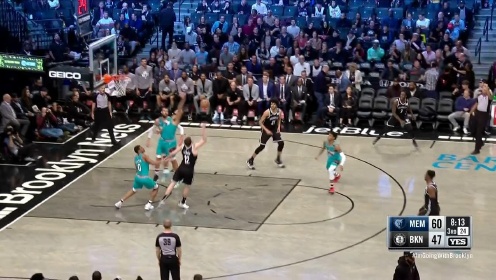 《NBA全场集锦》【原声回放】灰熊vs篮网第3节 奇奥萨风骚上篮引爆全场
