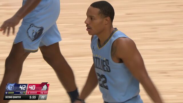 NBA常规赛：灰熊vs开拓者第2节英文原声回放