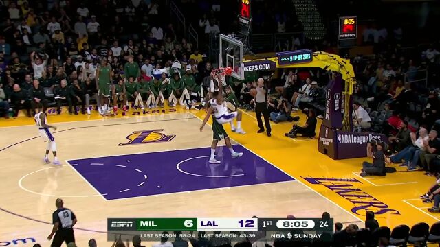 快攻势如破竹！浓眉收下篮板四分卫长传八村垒快攻暴扣得手