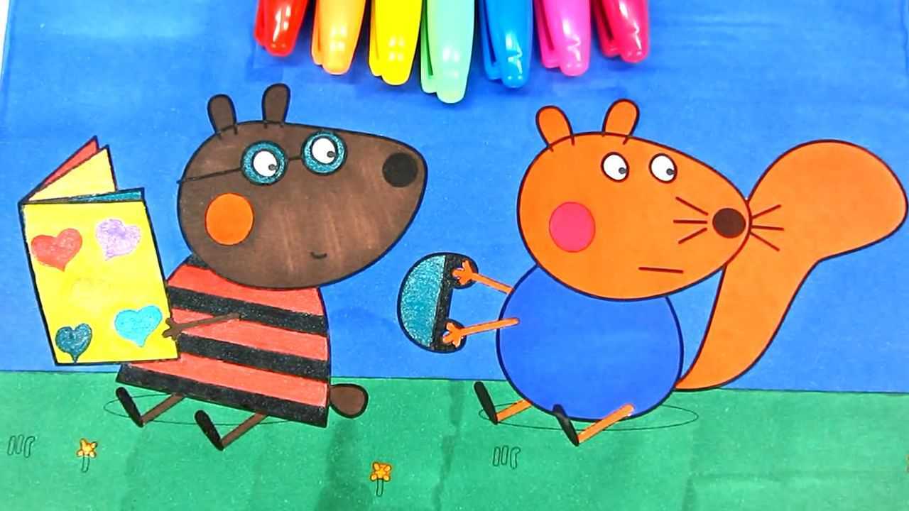 益智色彩绘画早教英文,小猪佩奇的新朋友松鼠西蒙和小熊贝琳达