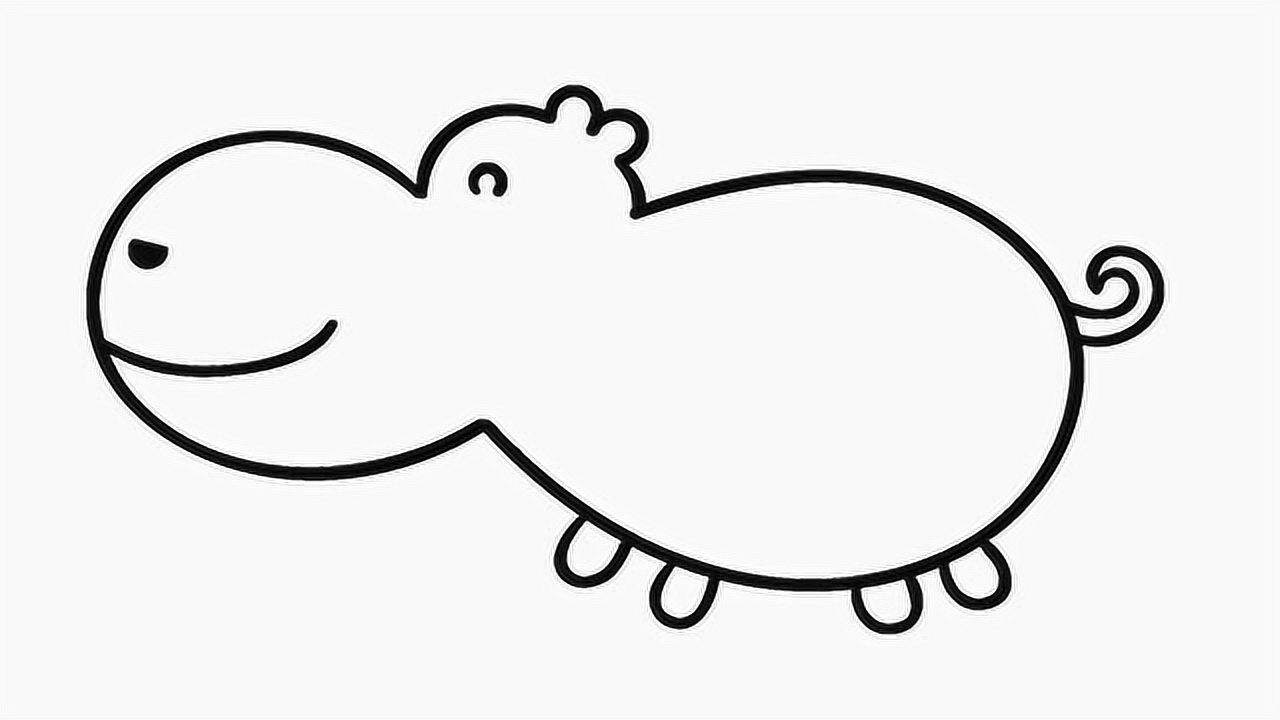 育儿早教简笔画学习,幼儿动物简笔画画一只大河马