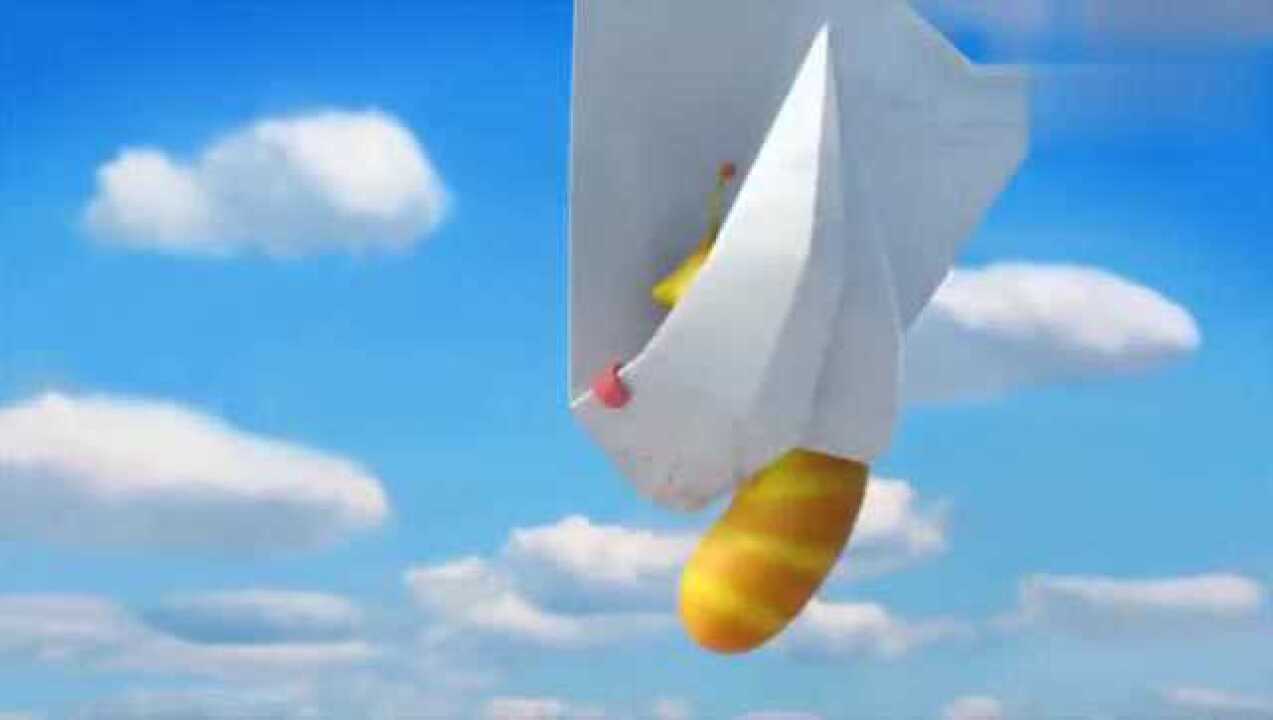 爆笑虫子之调皮小黄睡梦中做叠纸飞机飞上空中