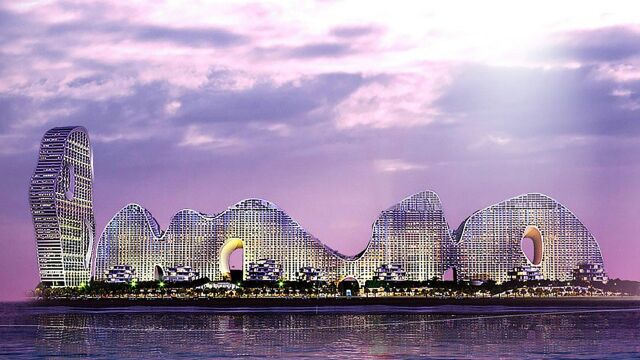 北海的人造桂林山水,地标建筑北部湾一号