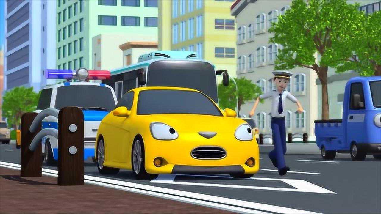 爱炫耀的小黄车出尽洋相小公交太友搞笑动画片