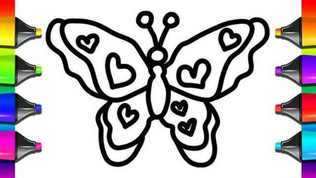 亲子简笔画爱心彩虹蝴蝶舞涂颜色右脑开发