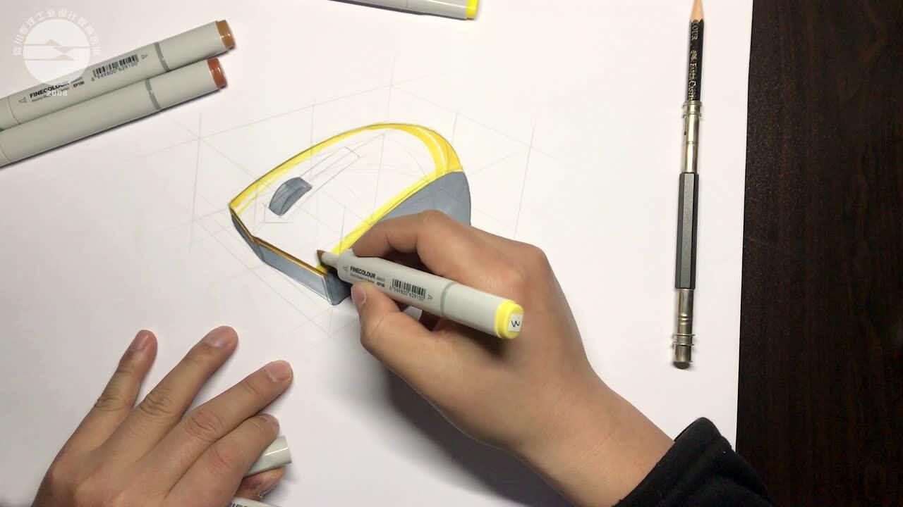 远川工业设计手绘鼠标马克笔表现