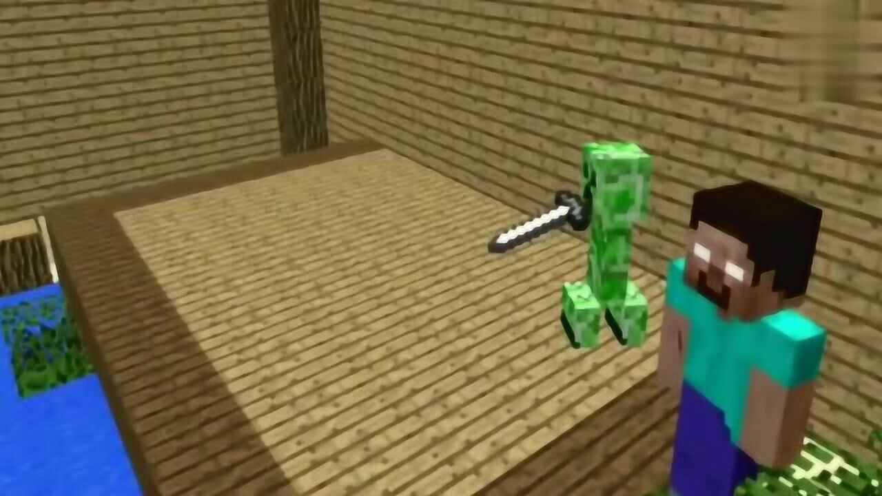 我的世界苦力怕与小黑对付鲨鱼这方法好厉害太6了