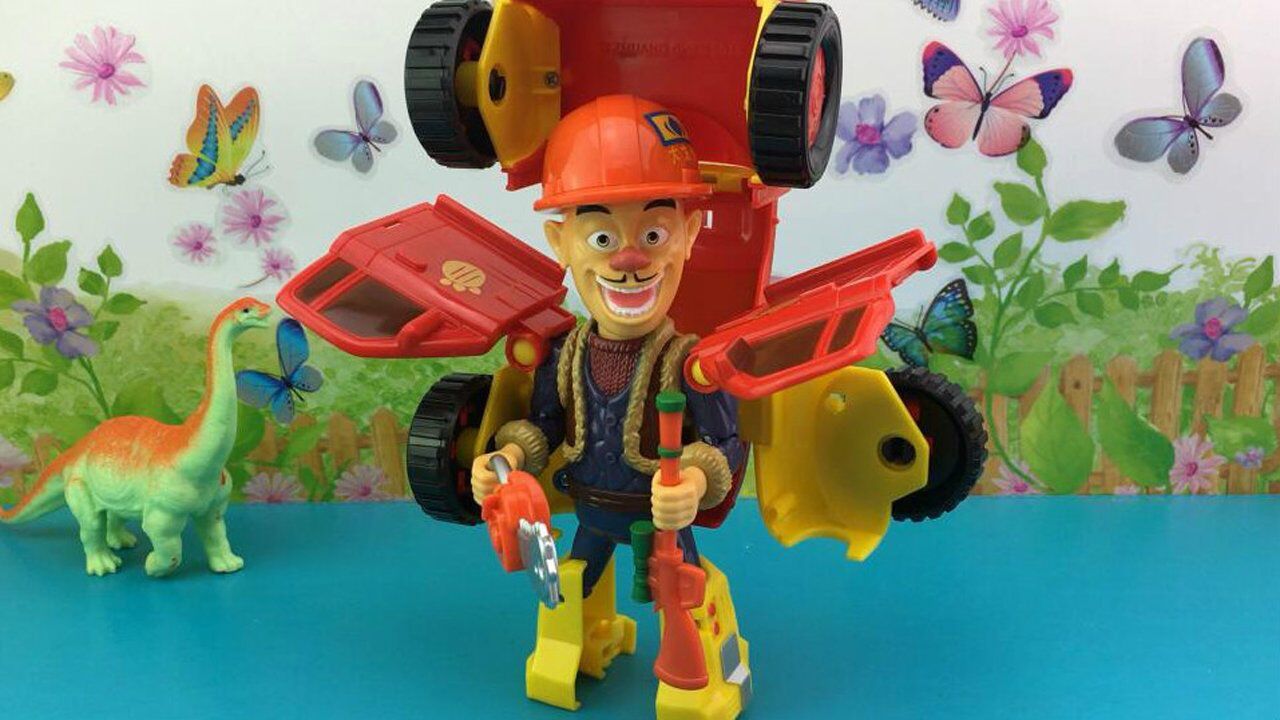 熊出没光头强变形工程车玩具拆封