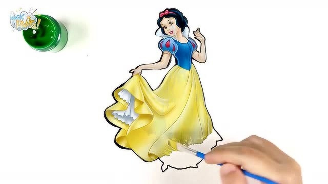 手绘迪士尼公主简笔画用画笔为她们穿上美丽的公主裙吧