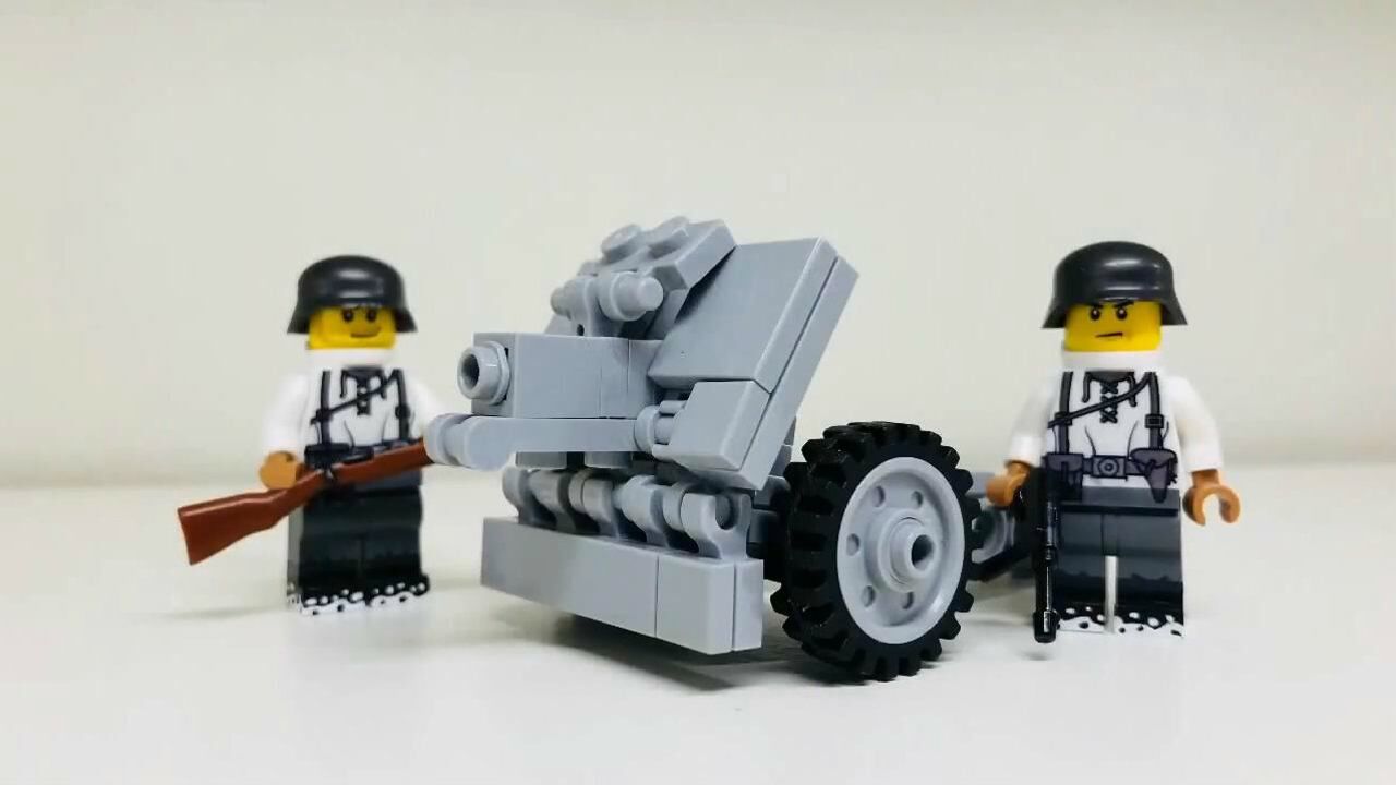 拼装乐高brickmania积木二战德军leig1875毫米步兵炮