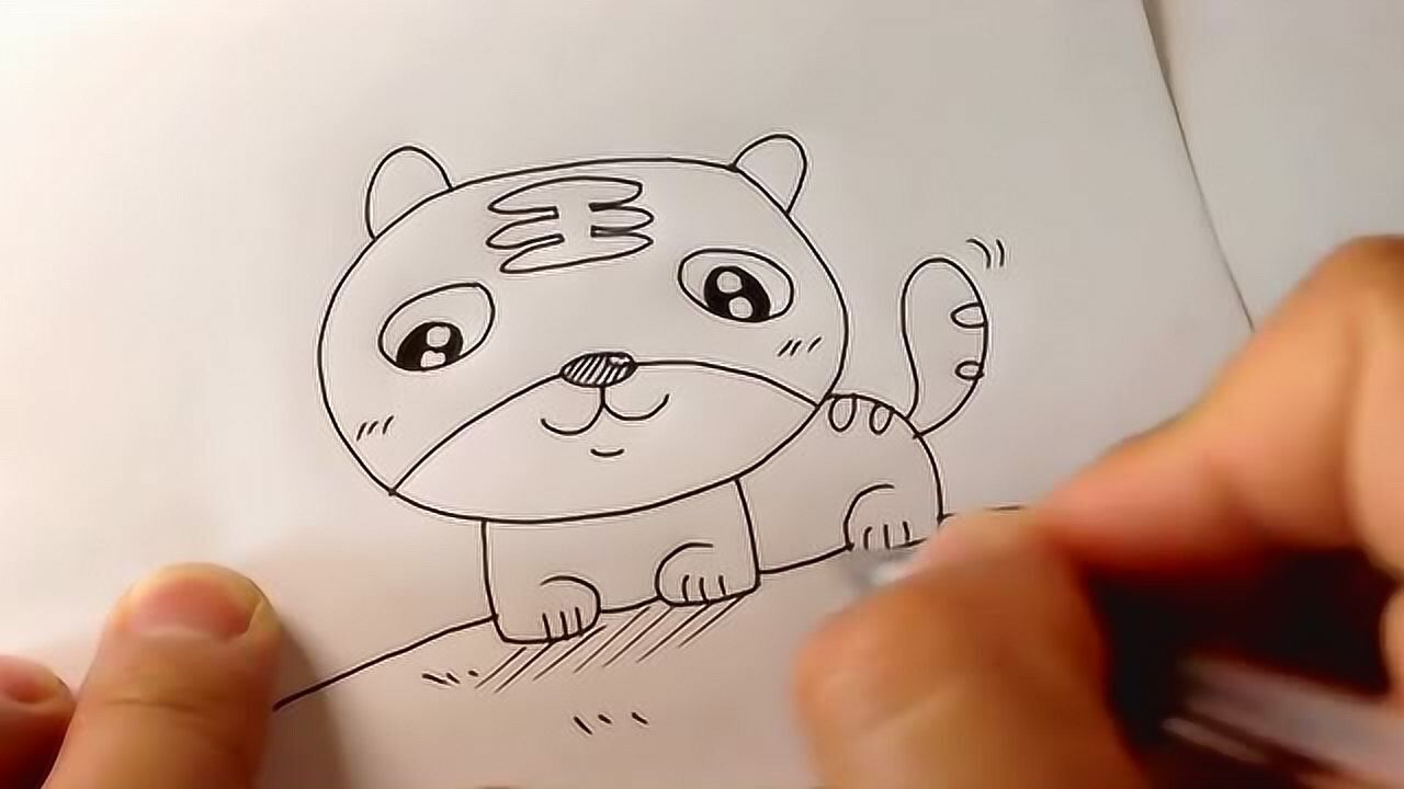 儿童简笔画教程之动物篇孩子学画画入门可爱小老虎的简单画法