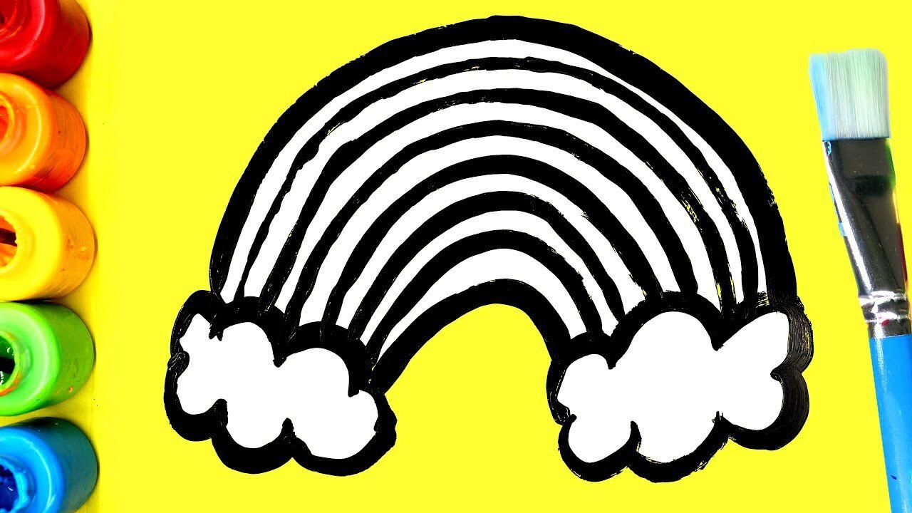 亲子涂色简笔画:漂亮彩虹画画