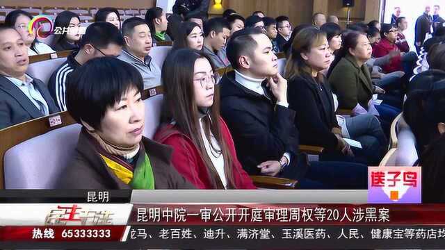 昆明中院一审公开开庭审理周权等20人涉黑案