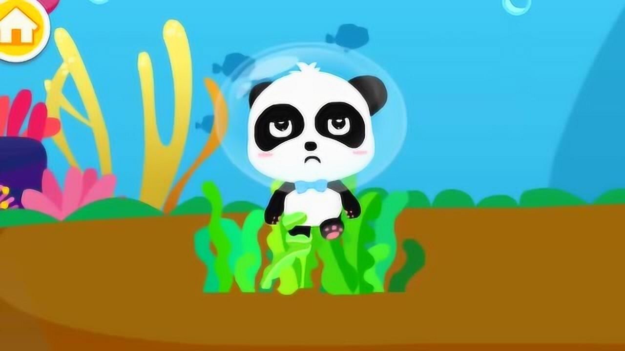 宝宝巴士:奇奇在海里面游泳玩耍,被海草缠住了脚游不动了