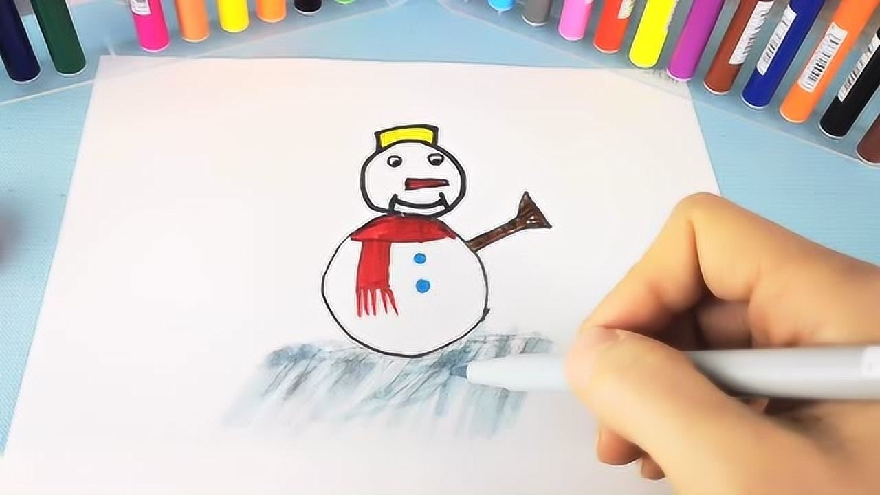 简笔画,滚雪球滚出个胖娃娃?