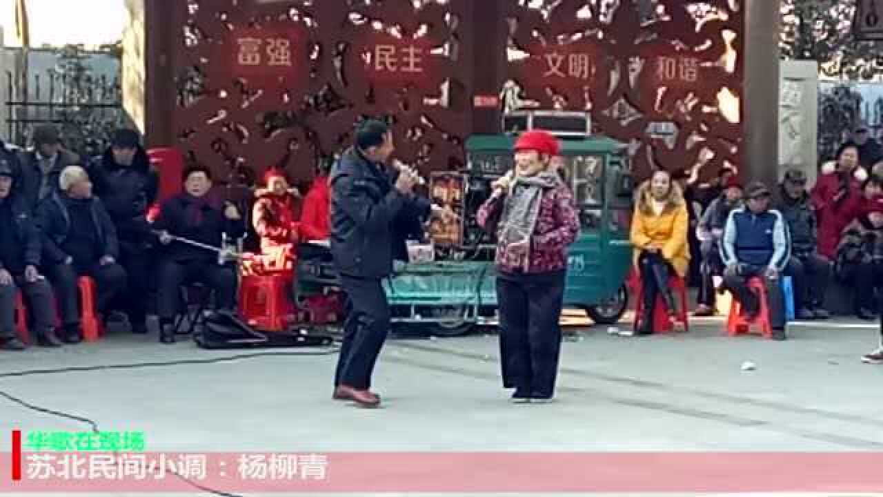 沭阳大妈街头对唱苏北民间小调“杨柳青”,这位大叔表情有点逗……腾讯视频