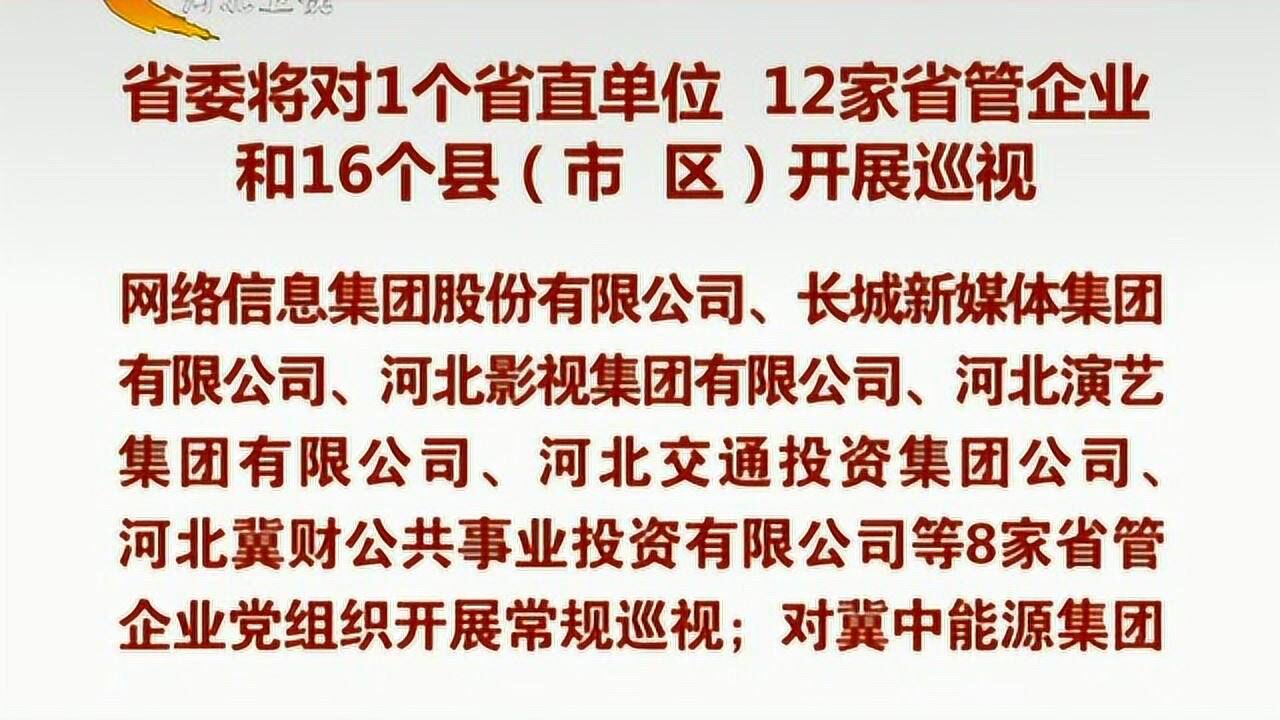 九届河北省委第六轮巡视将组建11个巡视组