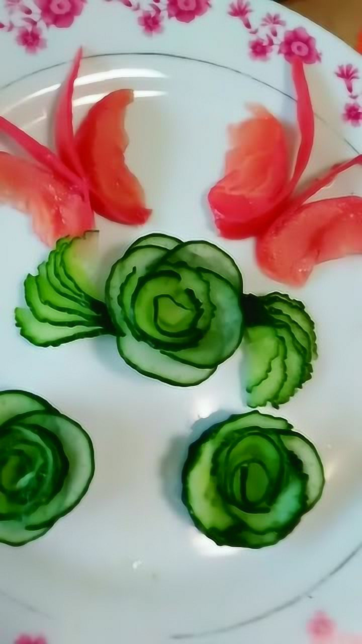 简单水果蔬菜围边太漂亮了好有食欲啊