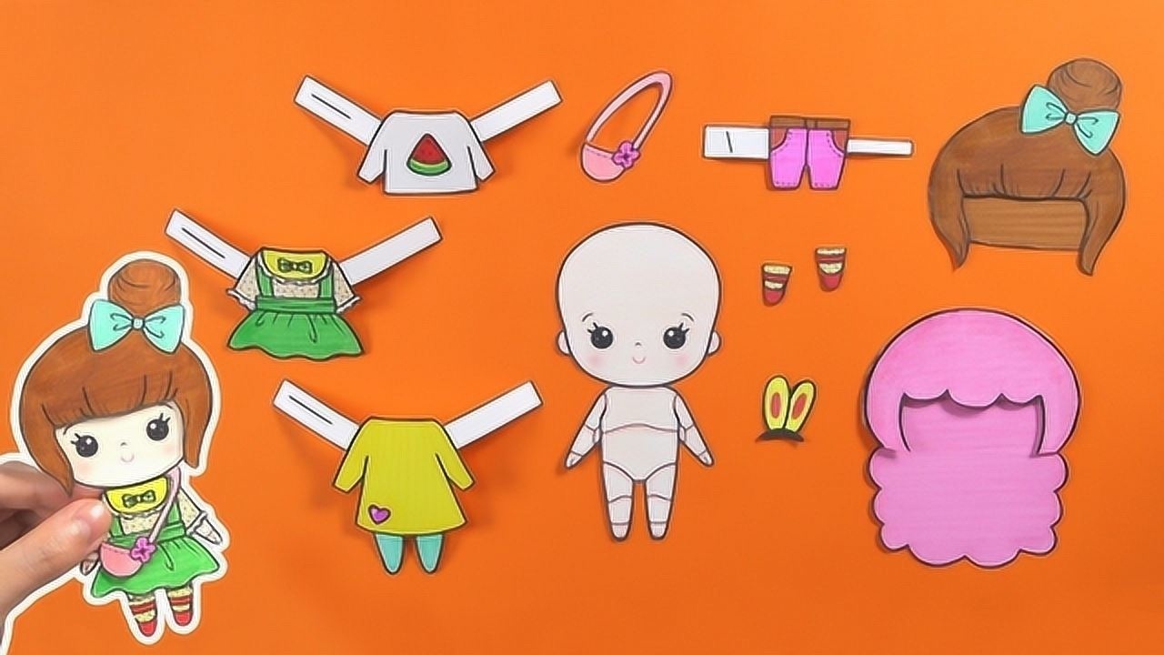 给纸娃娃做漂亮的衣服和发饰做法简单可换装创意手工diy